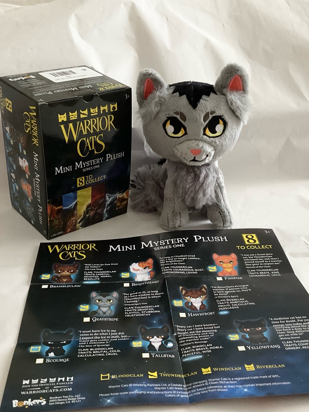 Warrior Cats 6" GRAYSTRIPE Mini Plush Cat Erin Hunter Novel Series 1 NEW
